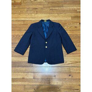 Van Heusen Boys Blazer Size 8 Regular Fit Sport Jacket Navy Blue 2 Gold Button